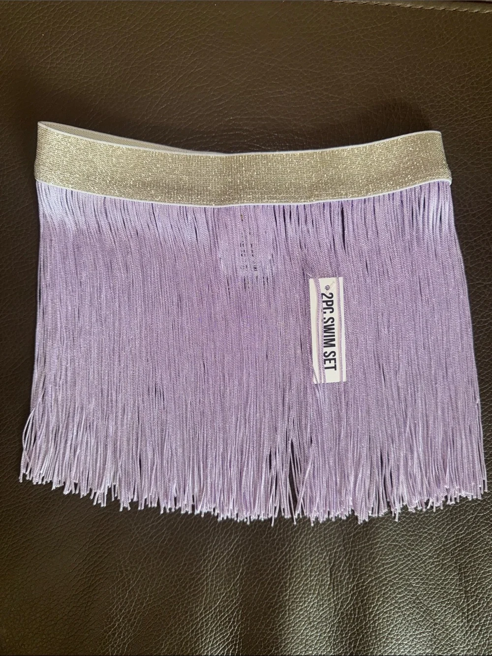 Sun & Sea Girls' Lilac Floral Fringe Swimsuit with White Floral Straps